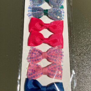 5x Set Multi-Color Sequin & Grosgrain Ribbon Mini Hair Bows
